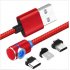 360   Magnetic Charging Cable for Apple Plug Micro USB Type c red