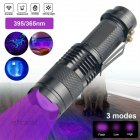 365nm Mini Uv Flashlight with Clip 3 Modes Adjustable Urine Detector