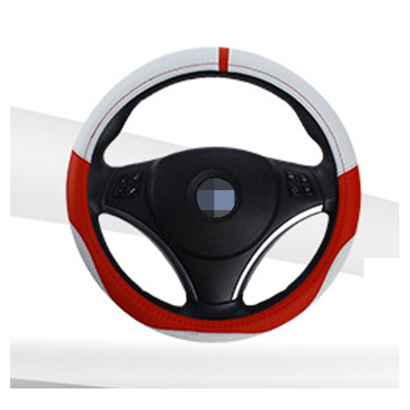 36cm 38cm 40cm Diameter Integration Seamless Car Steering Wheel Cover Sleeve for Universal Application White + red_36cm