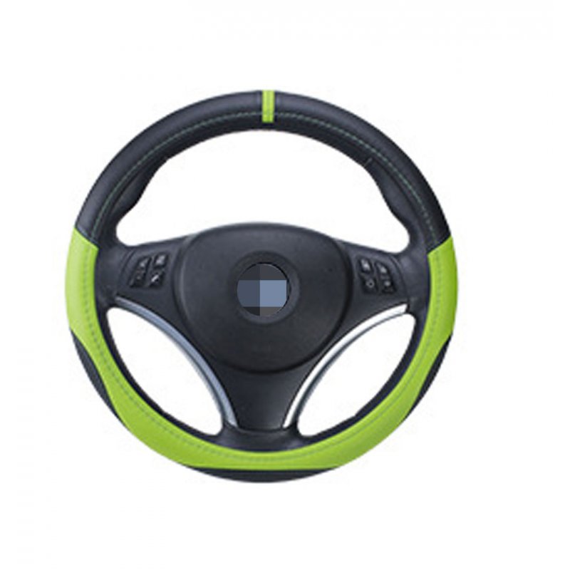 36cm 38cm 40cm Diameter Integration Seamless Car Steering Wheel Cover Sleeve for Universal Application Black + green_36cm