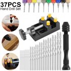 37pieces Hand Drill Tool Set With Pin Vise Hand Drill Mini Twist Drill Bits Bench Vice For DIY Jewelry Making Craft Carving (0.3-1.2 Mm) 37pcs