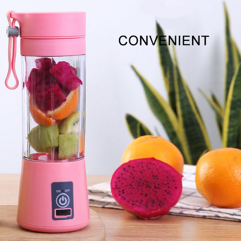 380ml Portable Juicer Electric Blender Machine Mixer Juice Maker for Fruit Vegetable Pink (English packaging)_Four-leaf plastic (1800 mAh)