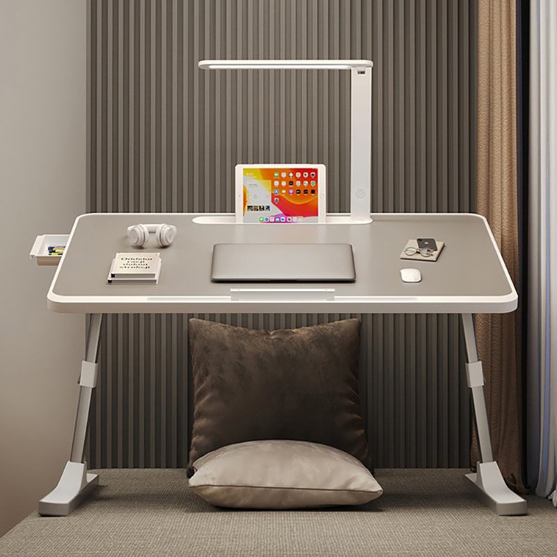 Laptop Desk For Bed With LED Lamp 3 Levels Brightness 5 Adjustable Heights 10.6-15.4Inch Foldable Multifunctional Bed Desk 