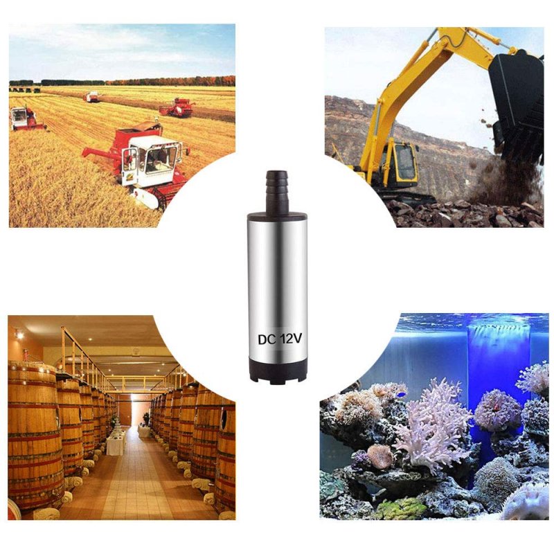 DC 12V Electric Submersible Pump Stainless Steel Submersible Pump for Water Diesel Oil Silver