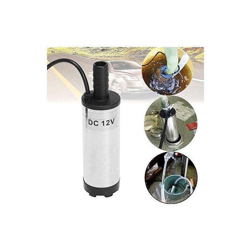 DC 12V Electric Submersible Pump Stainless Steel Submersible Pump for Water Diesel Oil Silver