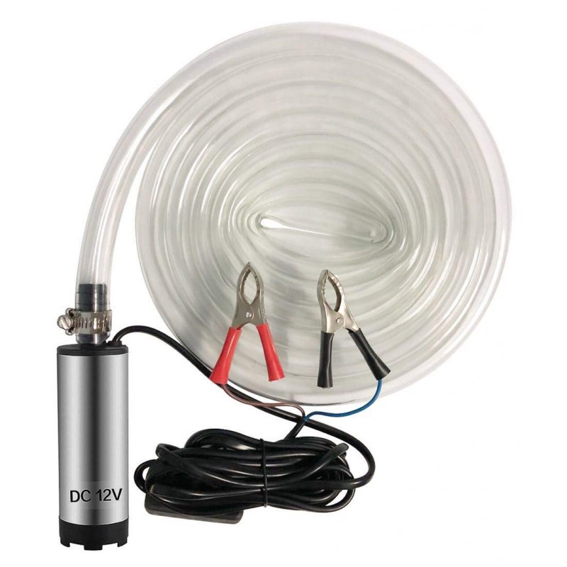 DC 12V Electric Submersible Pump Stainless Steel Submersible Pump for Water Diesel Oil Silver