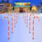 38cm 1 For 5 LED Christmas Candy Cane Lights With Stake 2 Lighting Modes IP44 Waterproof Garden Lights For Patio Party Decor solar energy