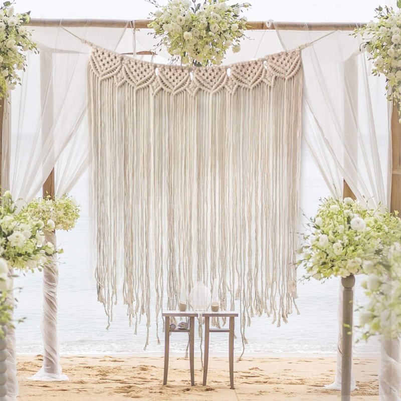 39Inch*33Inch Cotton Thread Hanging Tapestry for Wedding Wall Living Room Bedroom Decor 85*110CM