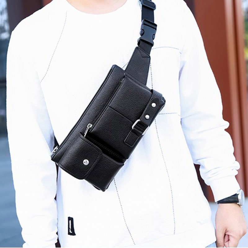Men Phone Waist Bag Pu Single Shoulder Bag Satchel for Outdoor Sports 