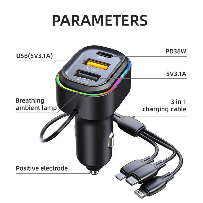 K5 Car Charger 36w Fast Charging Multi-functional Adapter Mp3 Bluetooth Player Audio Transmitter 