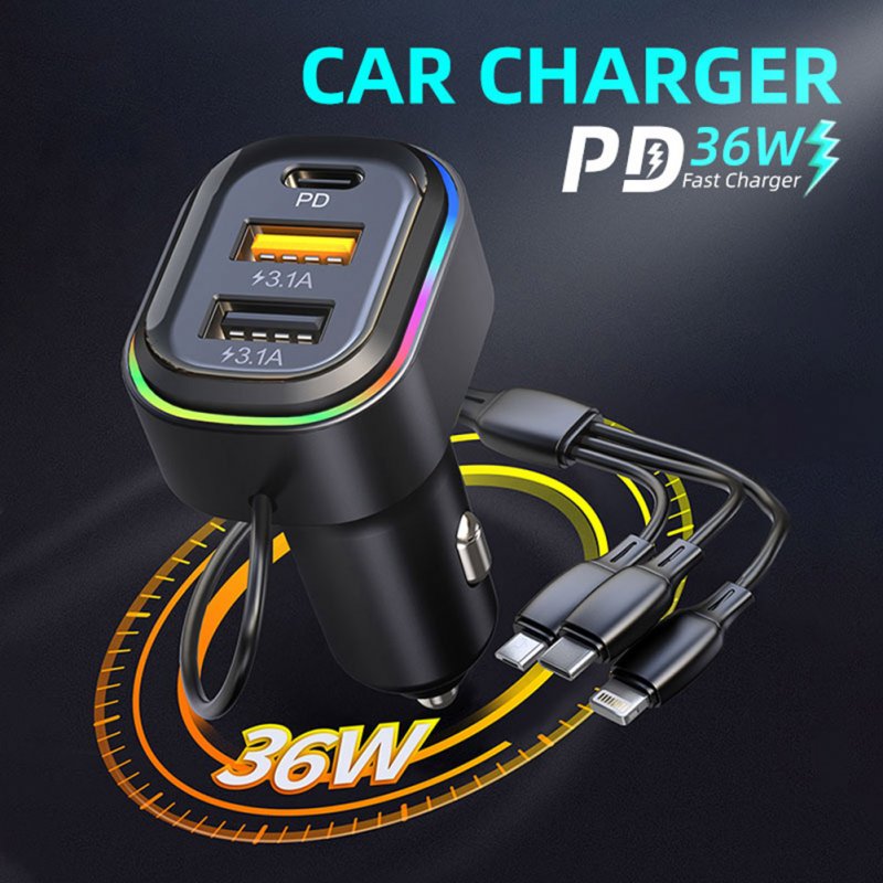 K5 Car Charger 36w Fast Charging Multi-functional Adapter Mp3 Bluetooth Player Audio Transmitter 