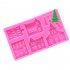 3D Castle Shape House Fondant Cake Silica Gel Mold Christmas Tree Baking Chocolate Mould Pink