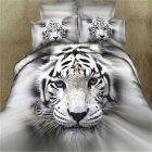 3D Cool Tiger Head Printing Theme Bed Set Quilt Cover Pillowcases Housewarming Gift Decoration 3pcs/4pcs Tiger head white