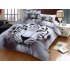 3D Cool Tiger Head Printing Theme Bed Set Quilt Cover Pillowcases Housewarming Gift Decoration 3pcs 4pcs Tiger head white