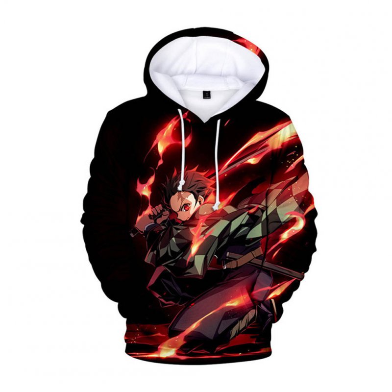 3D Digital Pattern Printed Demon Slayer Series Top Casual Hoodie Leisure Loose Pullover for Man Fire Blade Guard_XXXXL