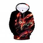 3D Digital Pattern Printed Demon Slayer Series Top Casual Hoodie Leisure Loose Pullover for Man Fire Blade Guard L