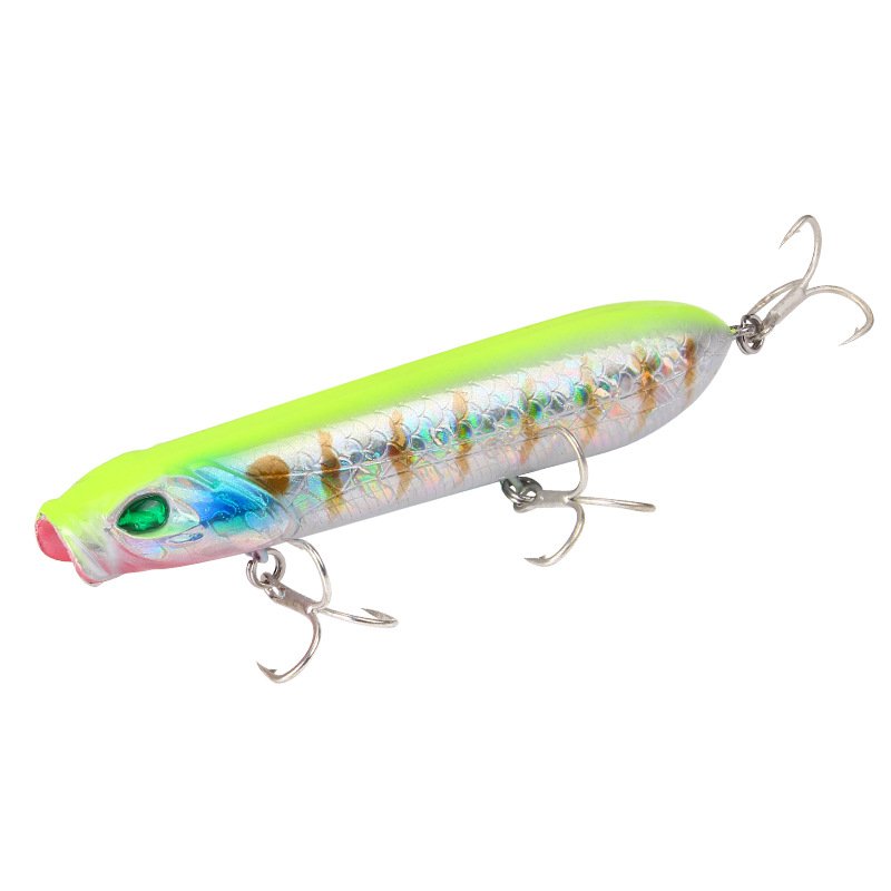 3D Eyes Pencil Type 7 Colors 10CM 18g Artificial Fishing Hard Bite Top Water Fishing Lures 3#_18 g three hooks