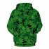 3D Green Leave Printing Hooded Sweatshirts for Lovers green XL