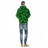 3D Green Leave Printing Hooded Sweatshirts for Lovers green XL