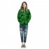 3D Green Leave Printing Hooded Sweatshirts for Lovers green L