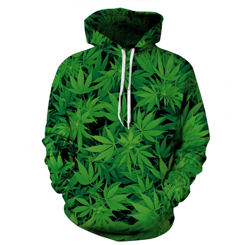 3D Green Leave Printing Hooded Sweatshirts for Lovers green_S
