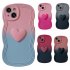 3D Love Heart Gradient Ramp Wave Edge Smart Phone Case Shockproof Protective Cover Compatible For IPhone 15 Pro Max 14 13 12 KD gradient pink blue 15plus