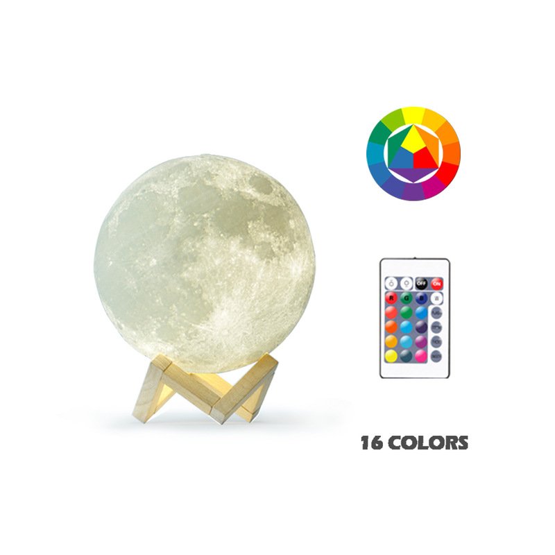 3D Moon Shaped Lamp Moonlight Colorful Touch USB LED Night Light Decor Home Decor Gift 16 colors (with remote control)_10cm