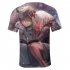 3D Pattern Printed Shirt Short Sleeves and Round Neck Top Pullover for Man H XL