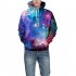 3D Print Starry Design Hoodie Cool Casual Long Sleeve Hooded Pullover Sweatshirt Top Starry sky M