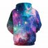 3D Print Starry Design Hoodie Cool Casual Long Sleeve Hooded Pullover Sweatshirt Top Starry sky M
