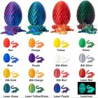 3D Printed Dragon In Egg, Joint Movable Chinese Crystal Dragon With Dragon Egg Desktop Ornaments For Birthday New Year Gifts Red Gold