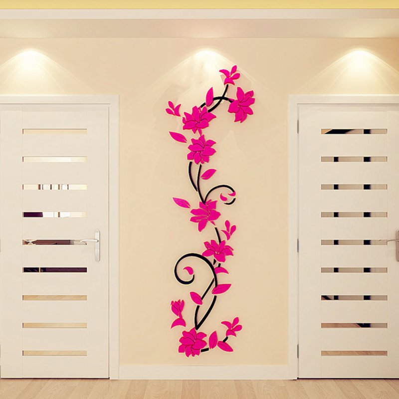 3D Rose Flower Rattan Pattern Wall Sticker for Hallway Living Room Corridor Decor
