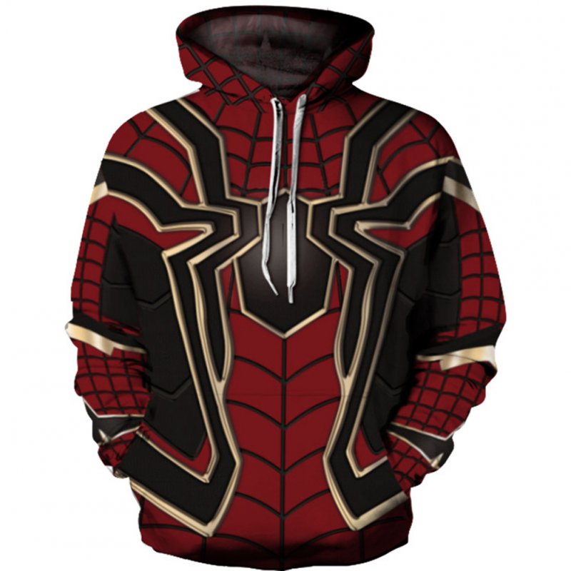 3D Spider Web Printing Sweater Hoodie Cosplay Costume Coat Sweatshirts Pullover red_S