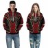 3D Spider Web Printing Sweater Hoodie Cosplay Costume Coat Sweatshirts Pullover red XXL
