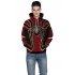 3D Spider Web Printing Sweater Hoodie Cosplay Costume Coat Sweatshirts Pullover red XXL