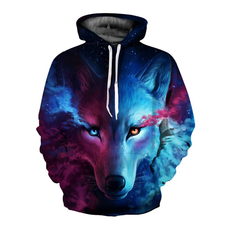 halloween wolf print long sleeves hoodie