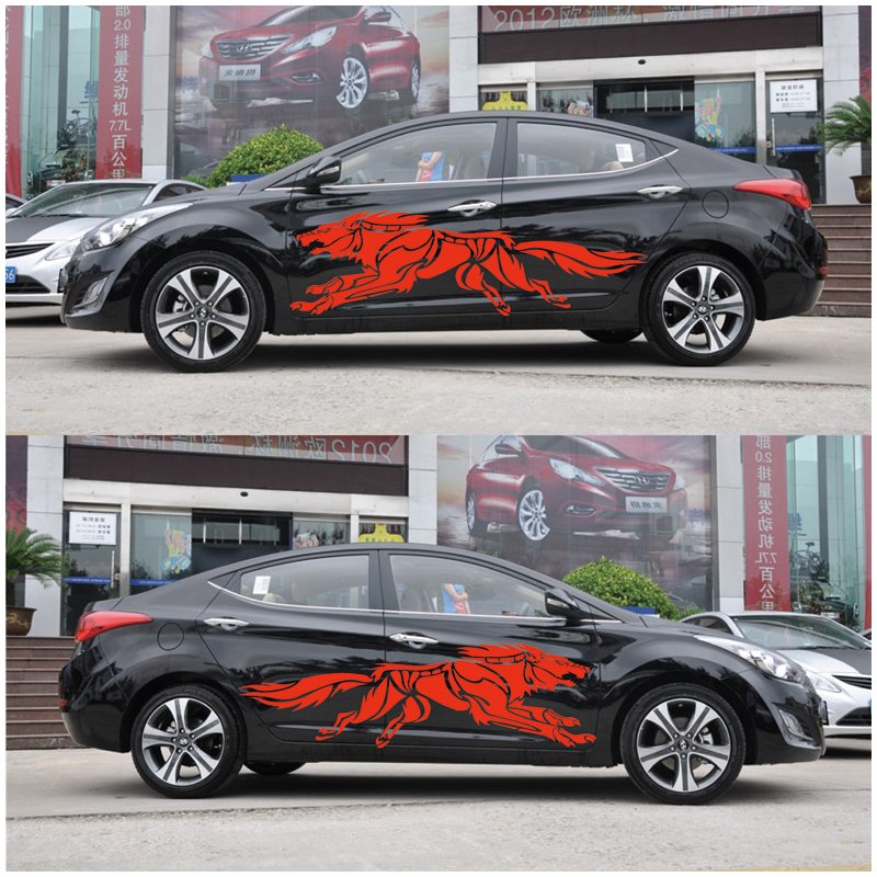 3D Wolf Totem Decals Car Stickers Full Body Car Styling Vinyl Decal Sticker for Cars Decoration red