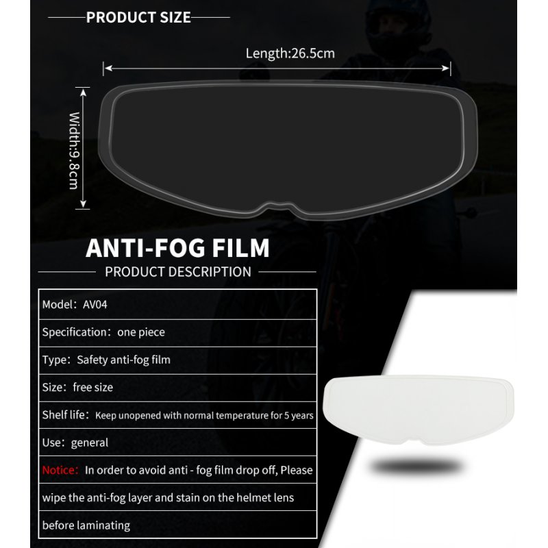 Motorcycle Helmet Anti Fog Film Full Helmet Lens Anti Fog Sticker Helmet General Anti Fog Film