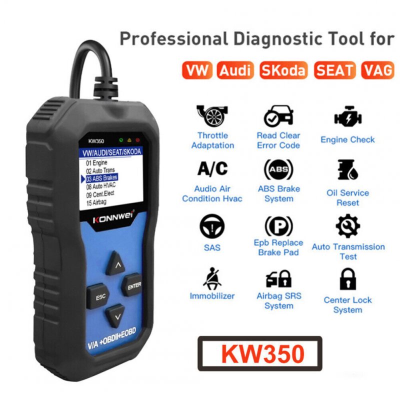Kw350 Car Diagnostic Scanner Code Reader Locator Abs Brake System Transmission Case Engine Scanning Tool