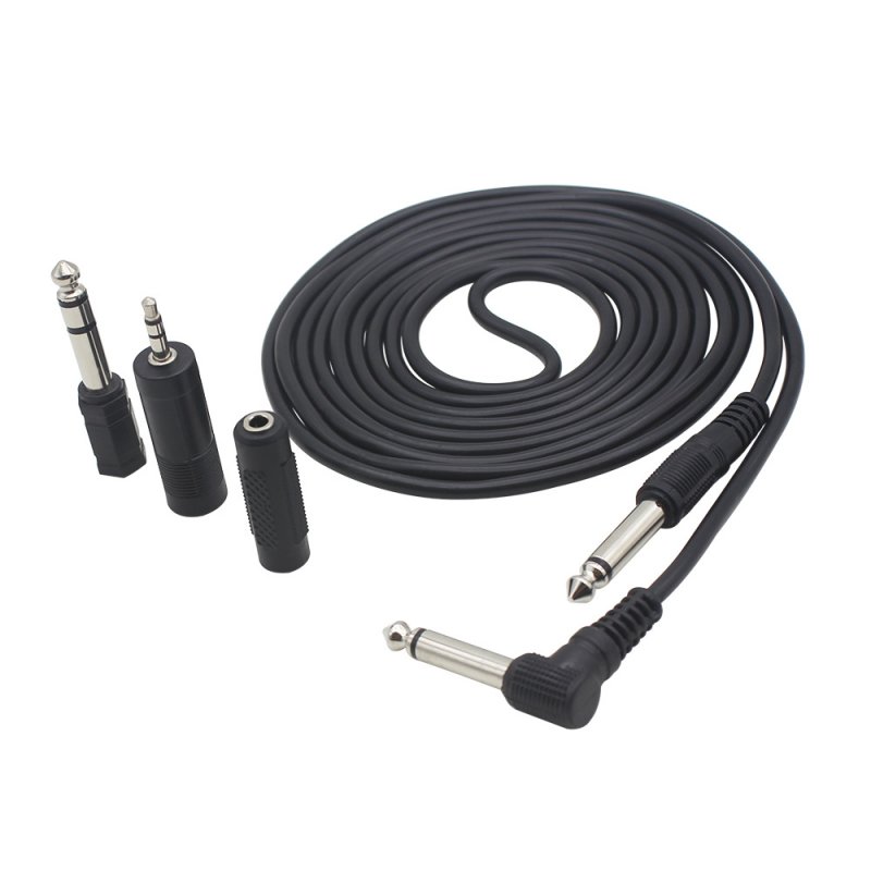 3M/ 10 Feet Instrument Guitar Audio Cable 1/4-Inch 6.35mm Straight to Right Angle Plug with 3 Adapters Black 3m