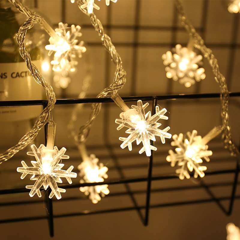 3M/6M/10M 20LEDs/ 40LEDs/ 80LEDs Snowflower Shape String Lights Decoration for Christmas Tree Battery Powered Snowflower - warm color -6 meters 40 light battery