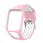 Replacement Silicone Pure Color Watch Strap For TomTom Runner 2 / 3 Breathable Band for Golfer2 Adventunrer Universal Sport Smart Watch Wristband Watch Accessories Pink white