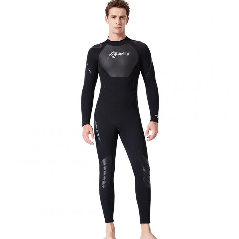 3MM Diving Suit Men Siamese Warm Women Long Sleeve Cold-proof Winter Swimwear Male black_L