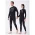 3MM Diving Suit Men Siamese Warm Women Long Sleeve Cold proof Winter Swimwear Female black L