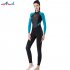 3MM Diving Suit Women Siamese Long Sleeve Warm Outdoor Coldproof Winter Diving Suit Blue red sleeve S