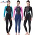 3MM Diving Suit Women Siamese Long Sleeve Warm Outdoor Coldproof Winter Diving Suit Black blue sleeve S