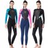 3MM Diving Suit Women Siamese Long Sleeve Warm Outdoor Coldproof Winter Diving Suit Black blue sleeve S