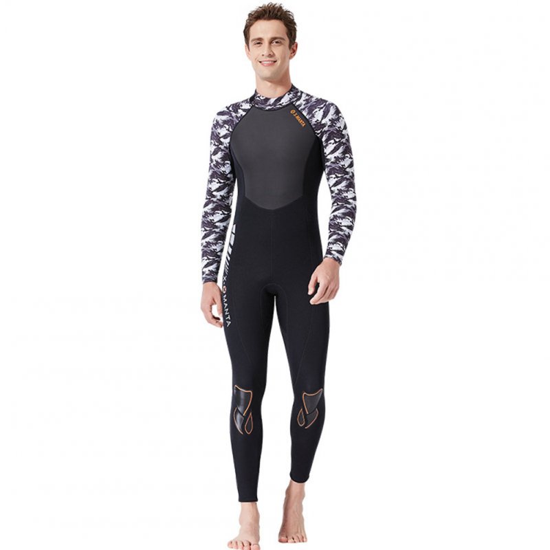 3MMM Diving Suit for Women Men Siamese Long Sleeve Thicken Warm Cold -proof Couple Surfing Clothes Male black and white_XL
