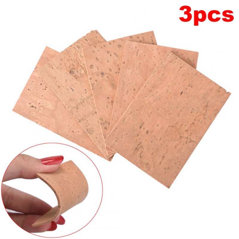 3PCS 60*40*2mm Natural Saxophone Cork Sheet Neck Joint Board Suitable for Alto/Soprano/Tenor Sax Wood color