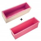 3PCS Rectangle Soap Mold Set DIY Toast Mold Silicon Pink Box   Wood Box Baking Tool  1 2KG Soap Volume 